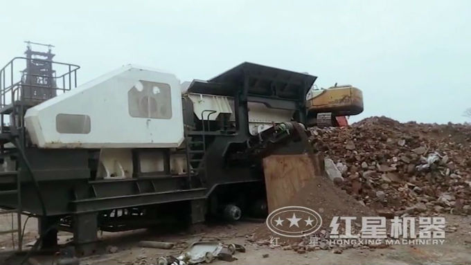 建筑垃圾移动破碎站设备实拍 建筑垃圾移动破碎站设备实拍
