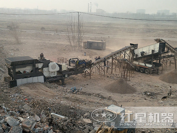建筑垃圾移动破碎站生产现场 建筑垃圾移动破碎站生产现场