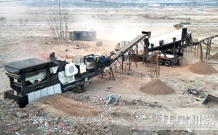 移动破碎站处理建筑垃圾现场 移动破碎站处理建筑垃圾现场