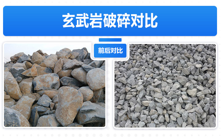 玄武岩破碎前后图 玄武岩破碎前后图