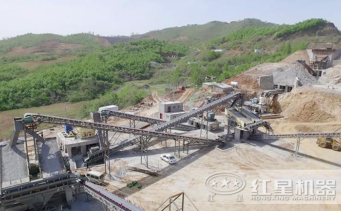 固定式石头加工生产线现场 固定式石头加工生产线现场