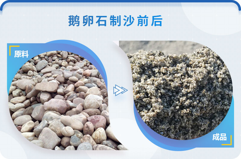 鹅卵石制沙前后 鹅卵石制沙前后